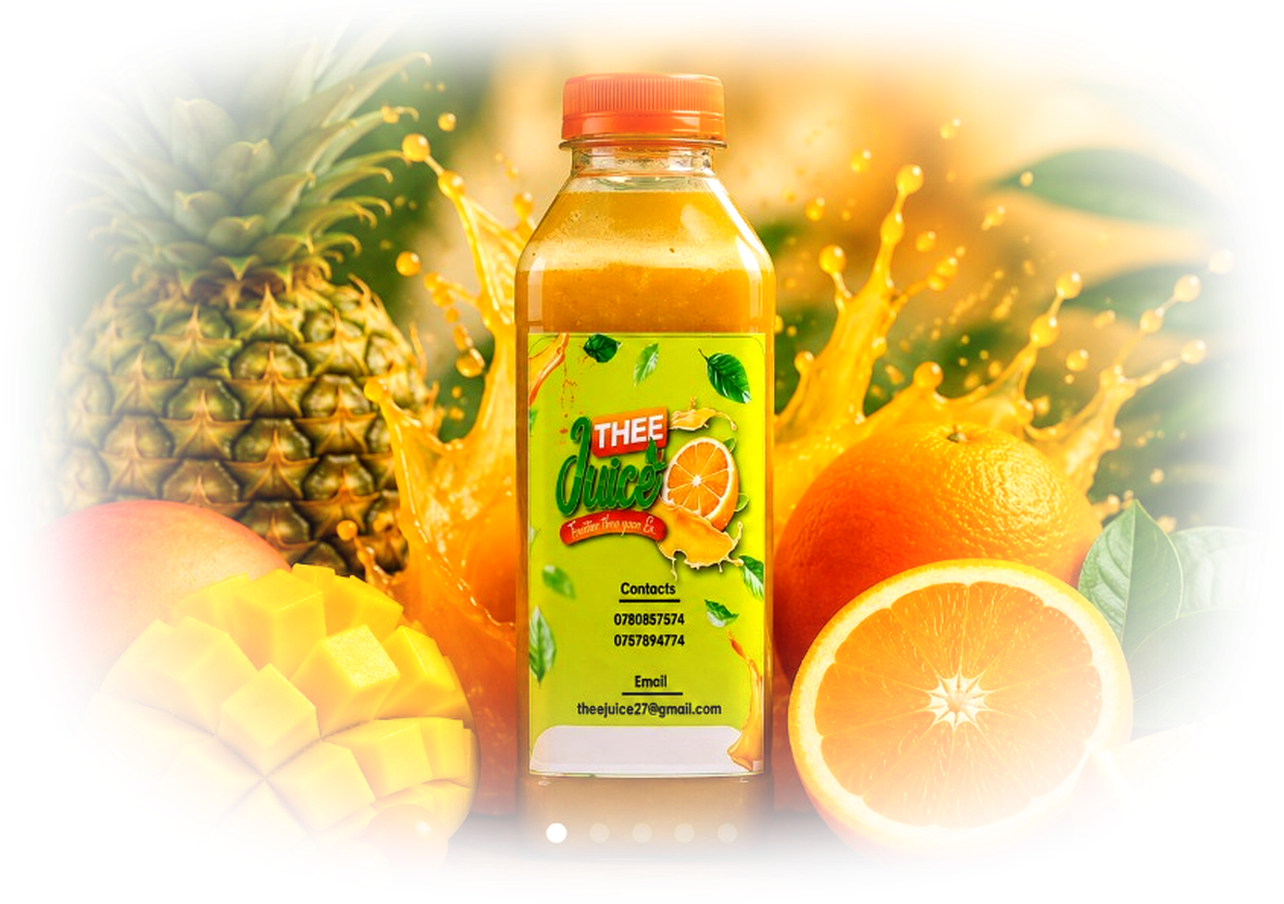 Fresh juice bottle with tropical fruit